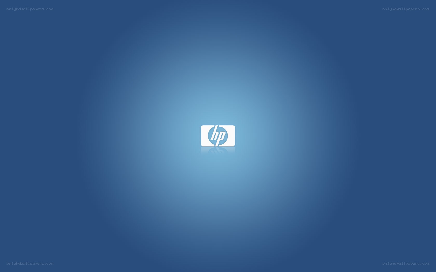 HP logo on blue background