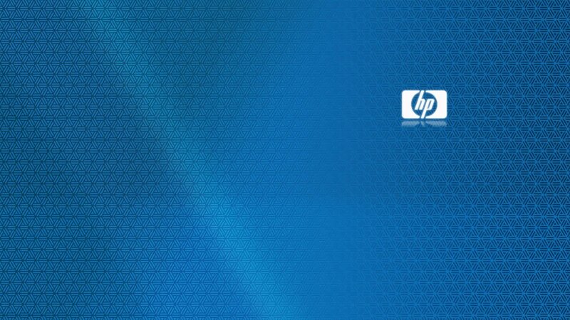 HP logo on blue background