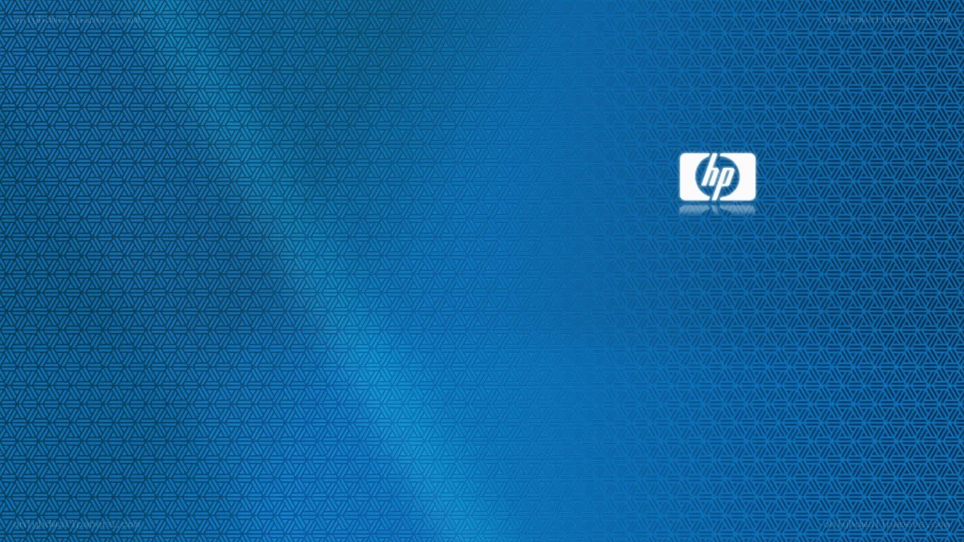 HP logo on blue background