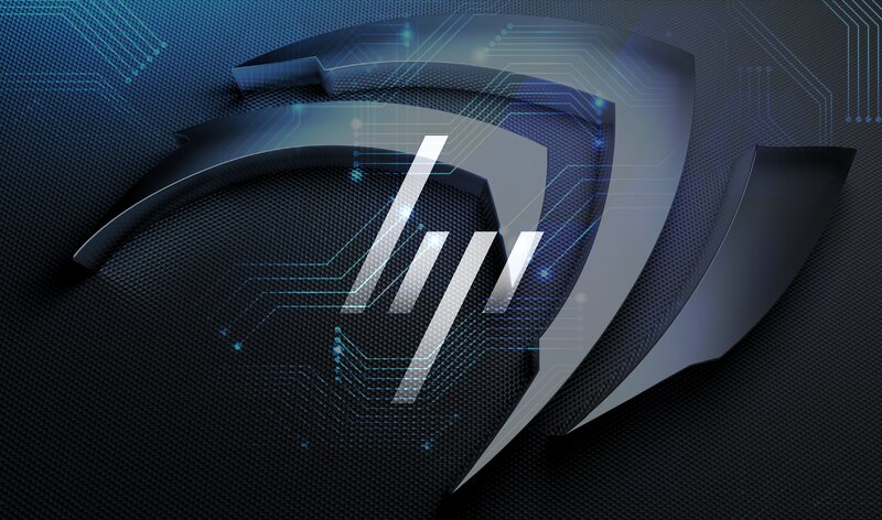 HP Logo on Circuit Board — Blue