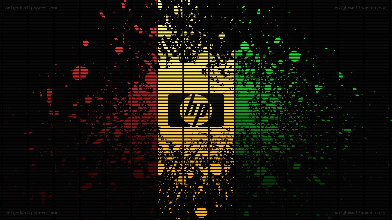 HP logo on colorful background