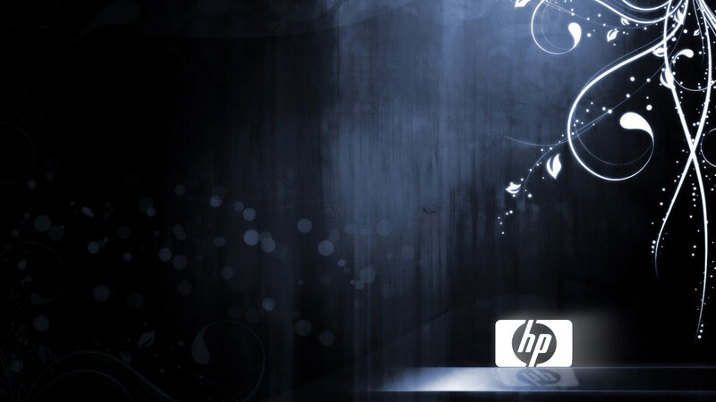 HP logo on dark background