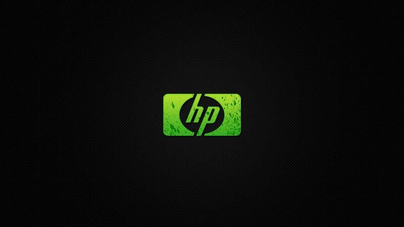 HP logo on dark background