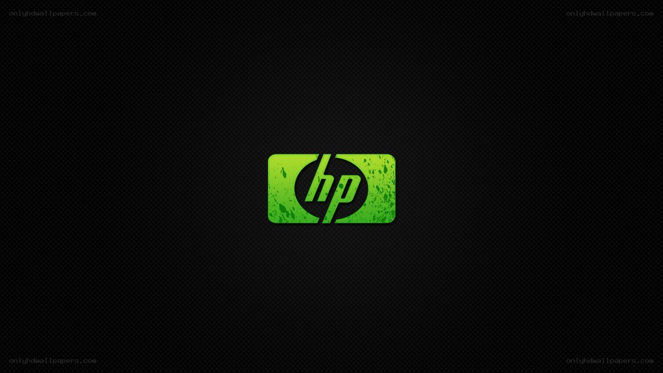HP logo on dark background