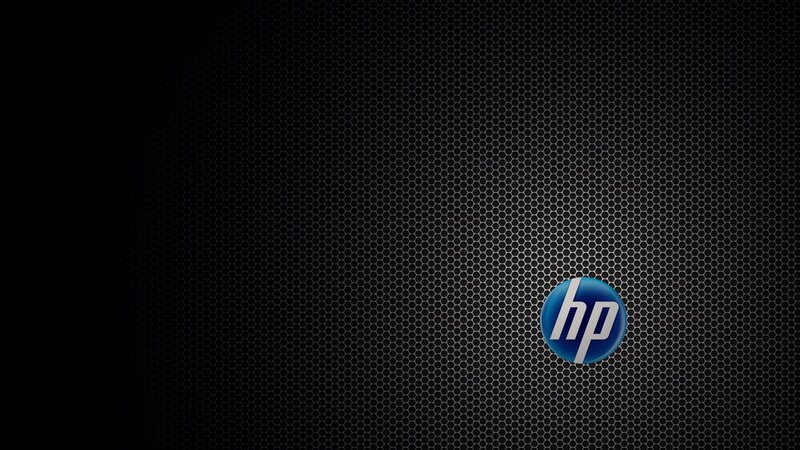 HP logo on dark mesh background
