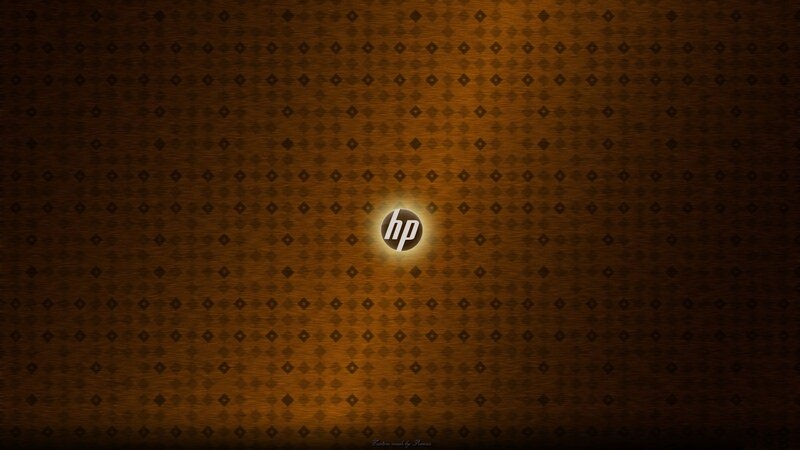 HP Logo on Patterned Background — Brown
