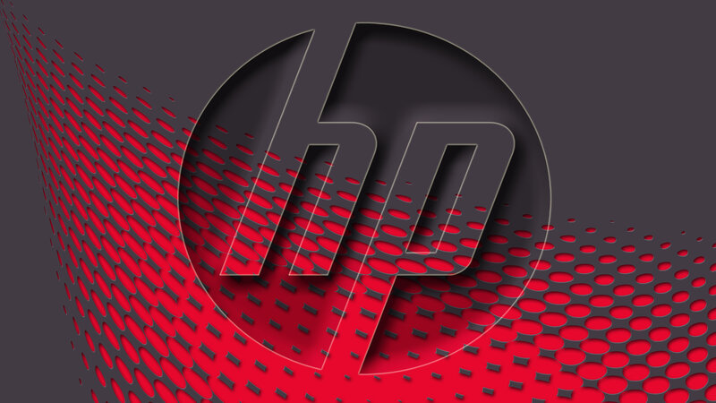 Hp Logo on Patterned Background — Red