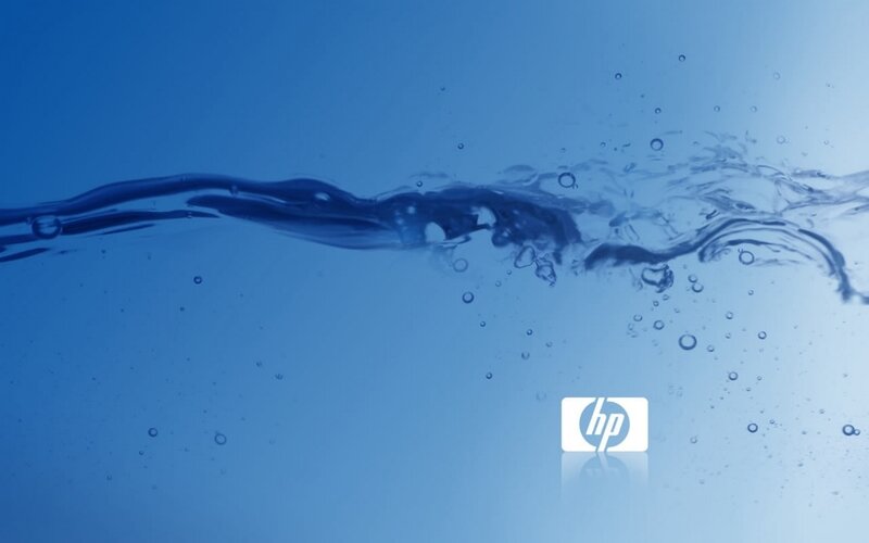 HP logo on water background