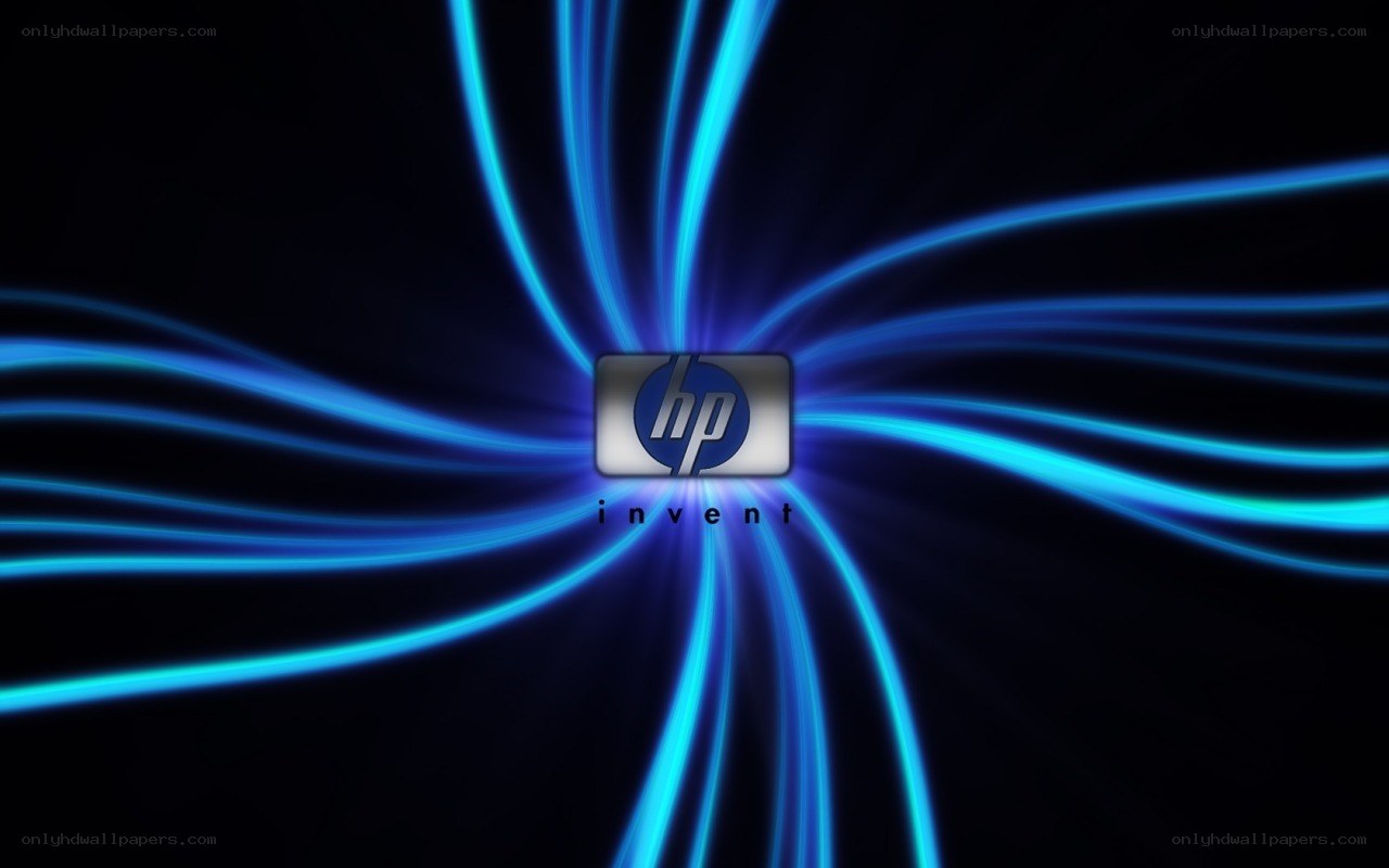 HP logo with blue light streaks