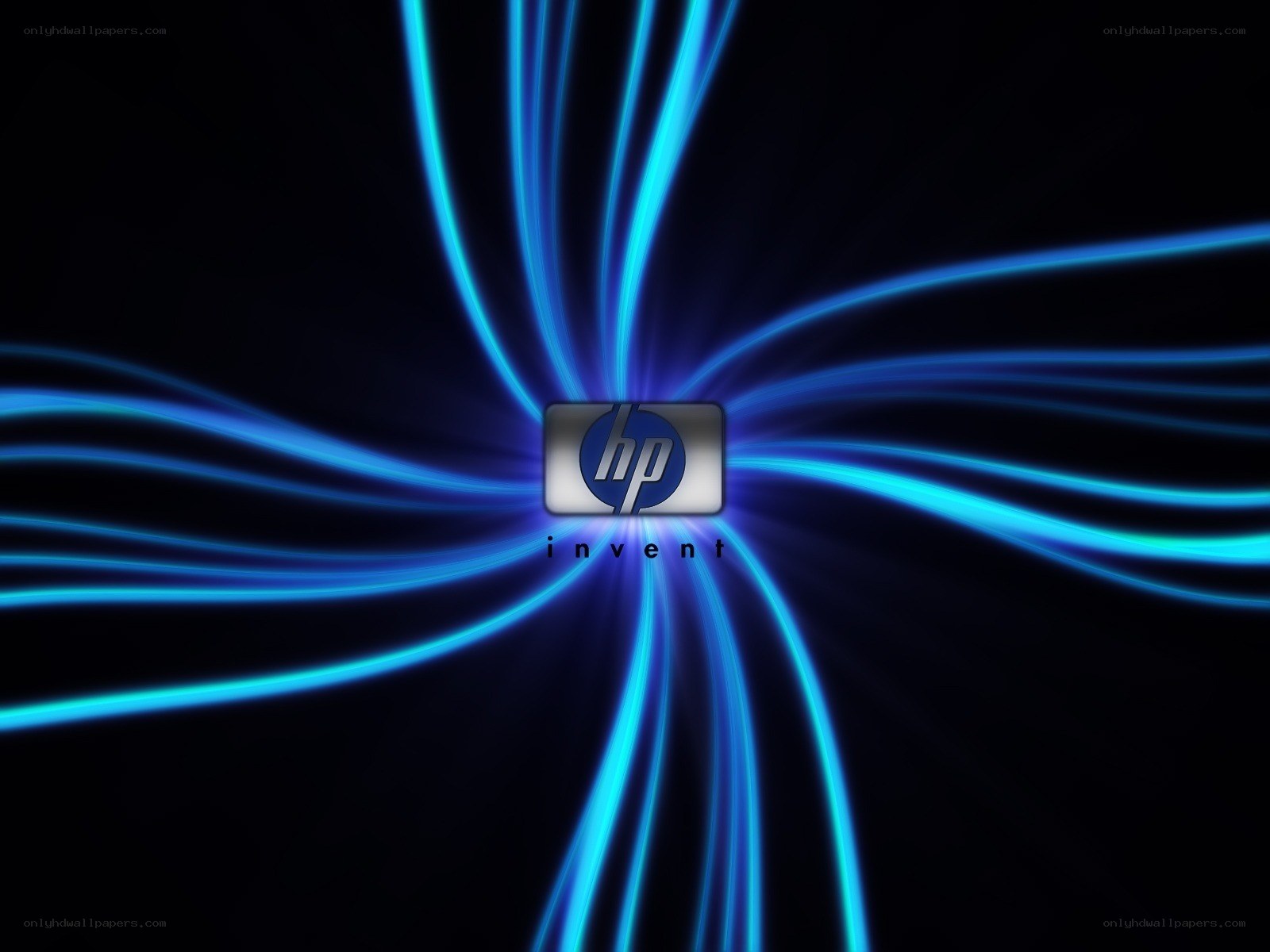 HP logo with blue light streaks