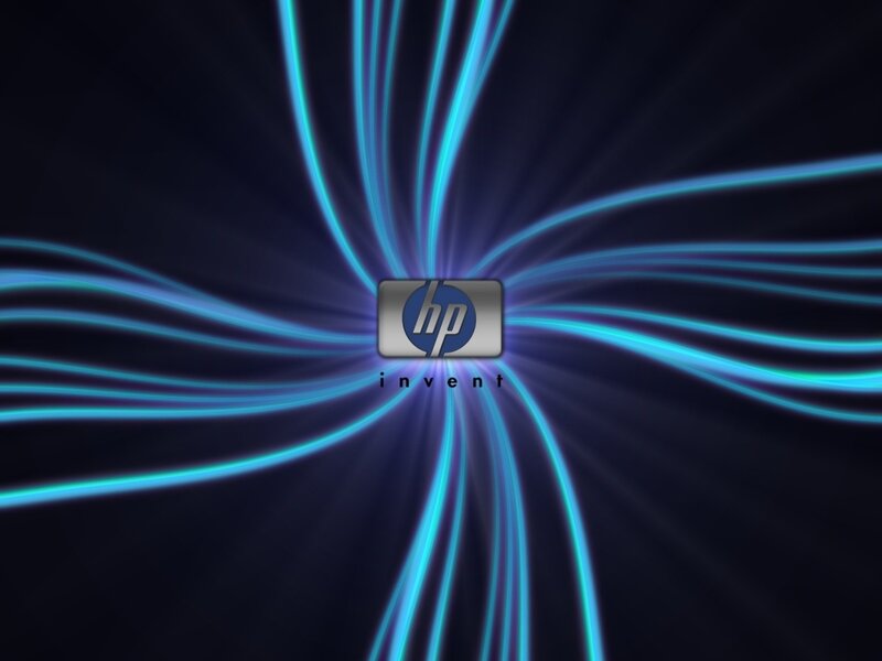 HP logo with light streaks
