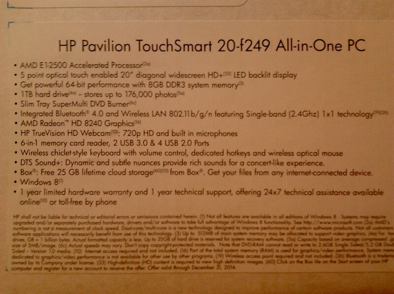 HP Pavilion PC Specs