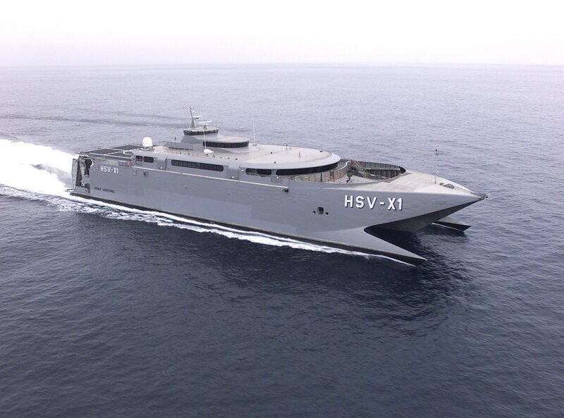 HSV-X1 naval vessel at sea