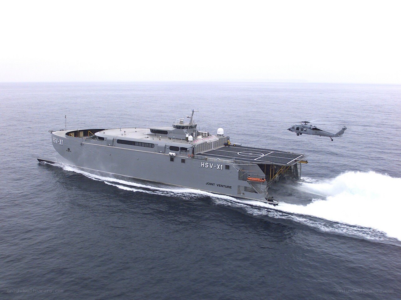 HSV-X1 ship with helicopter