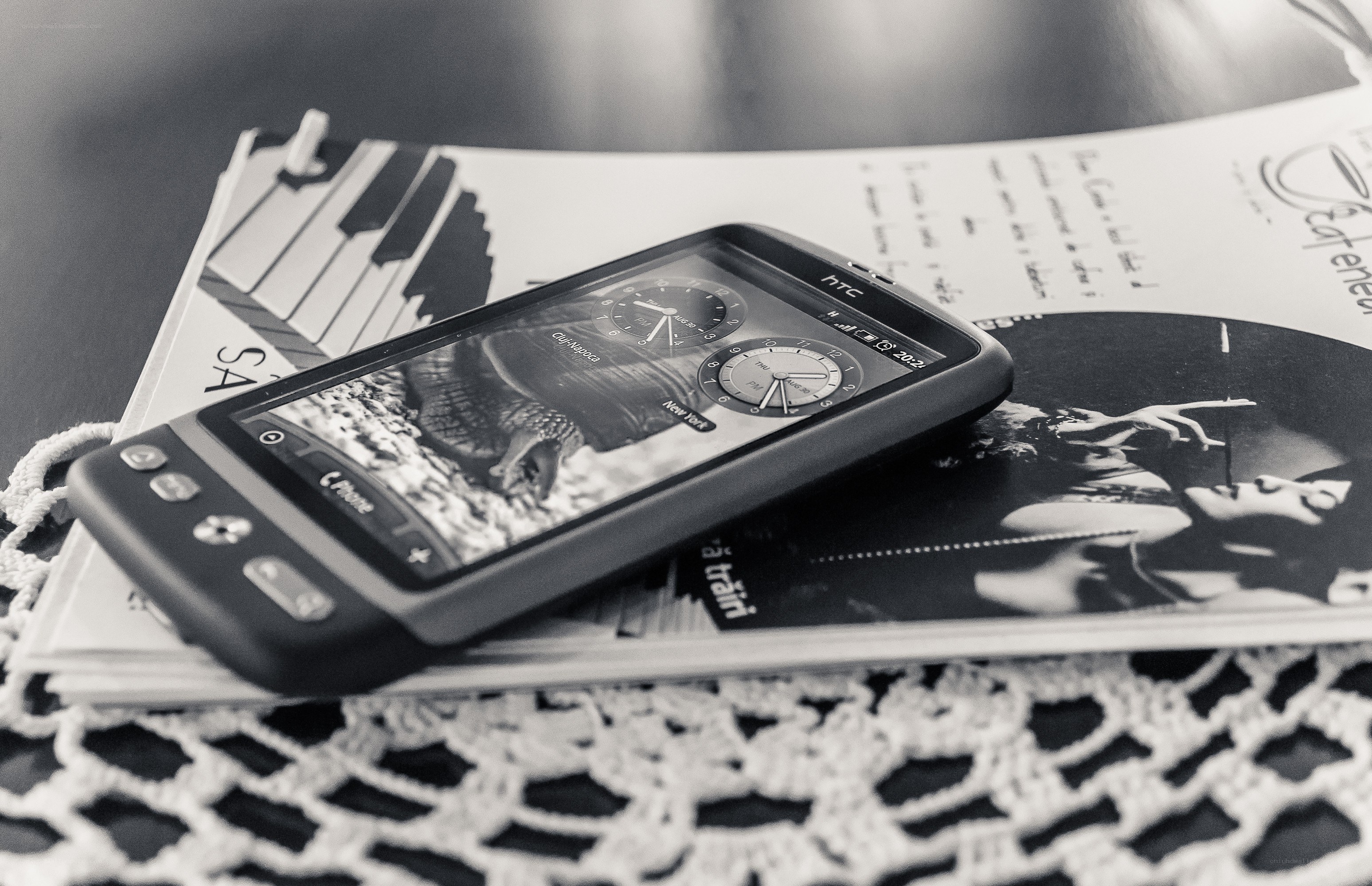 HTC phone on magazine
