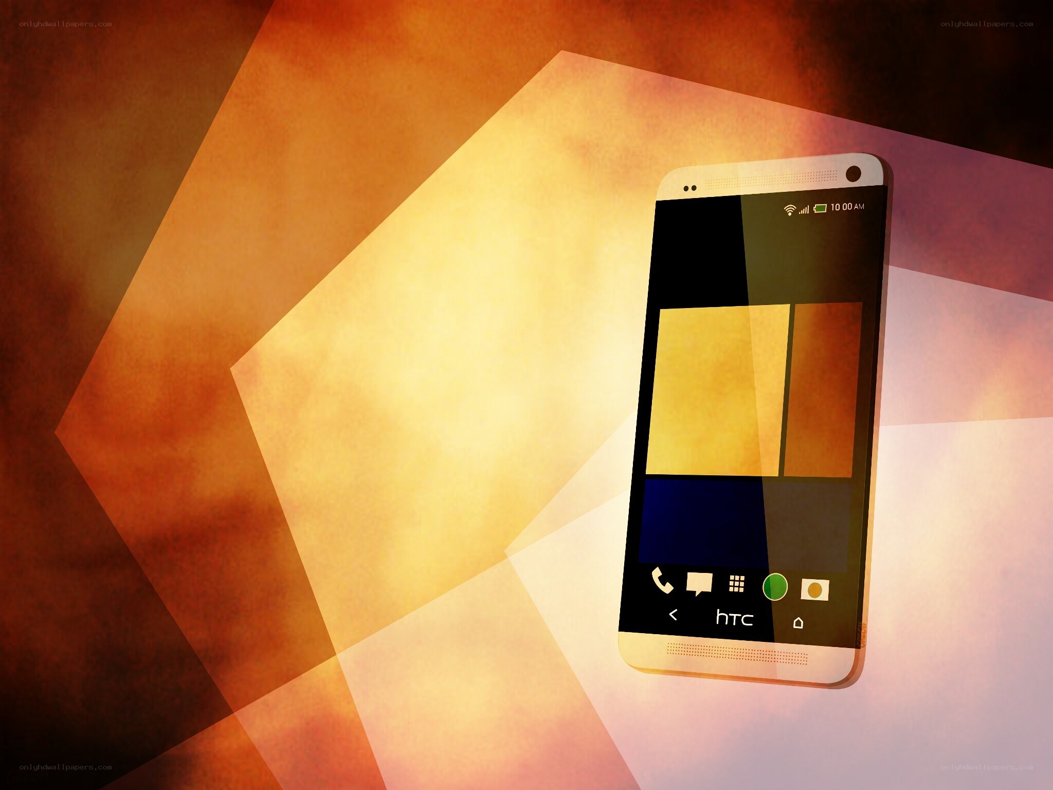 HTC smartphone on abstract background