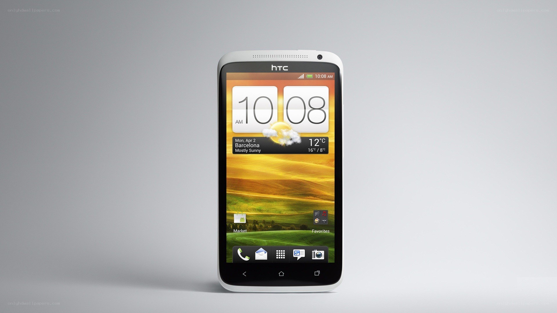 HTC smartphone with home screen