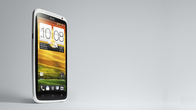 HTC smartphone with weather widget