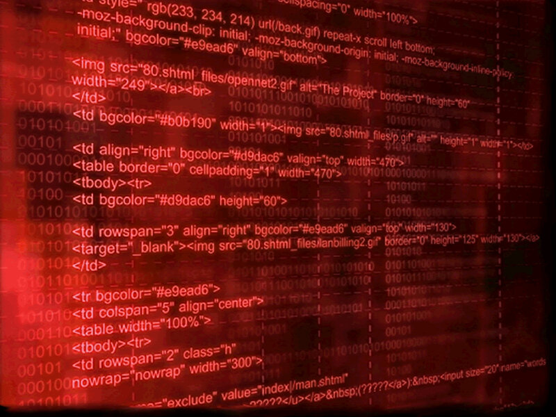 HTML code on red screen