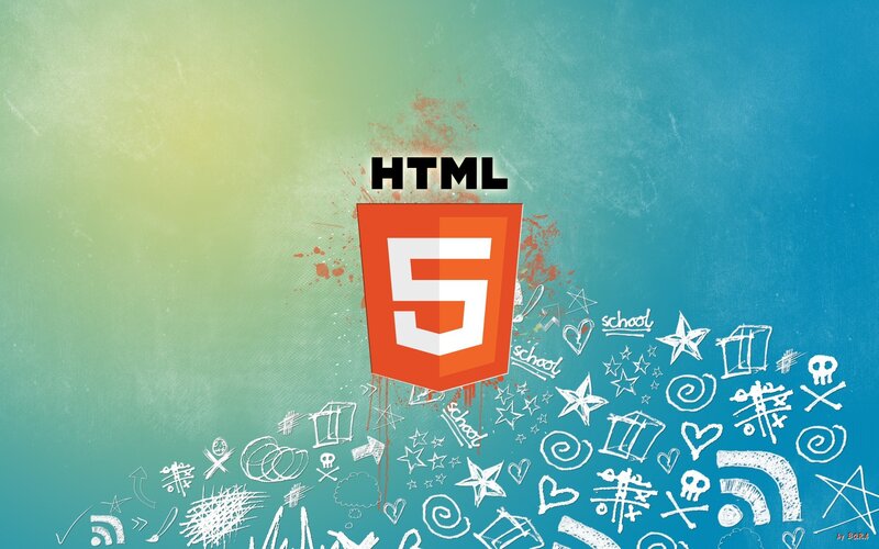 HTML5 logo with doodles