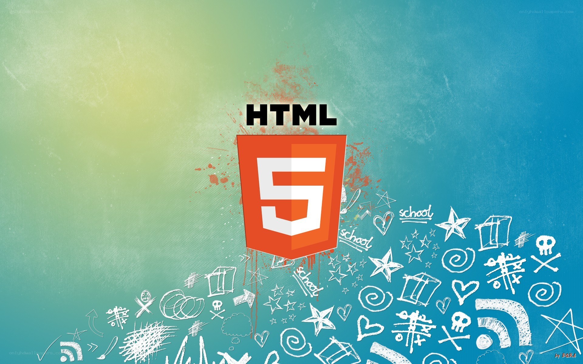 HTML5 logo with doodles