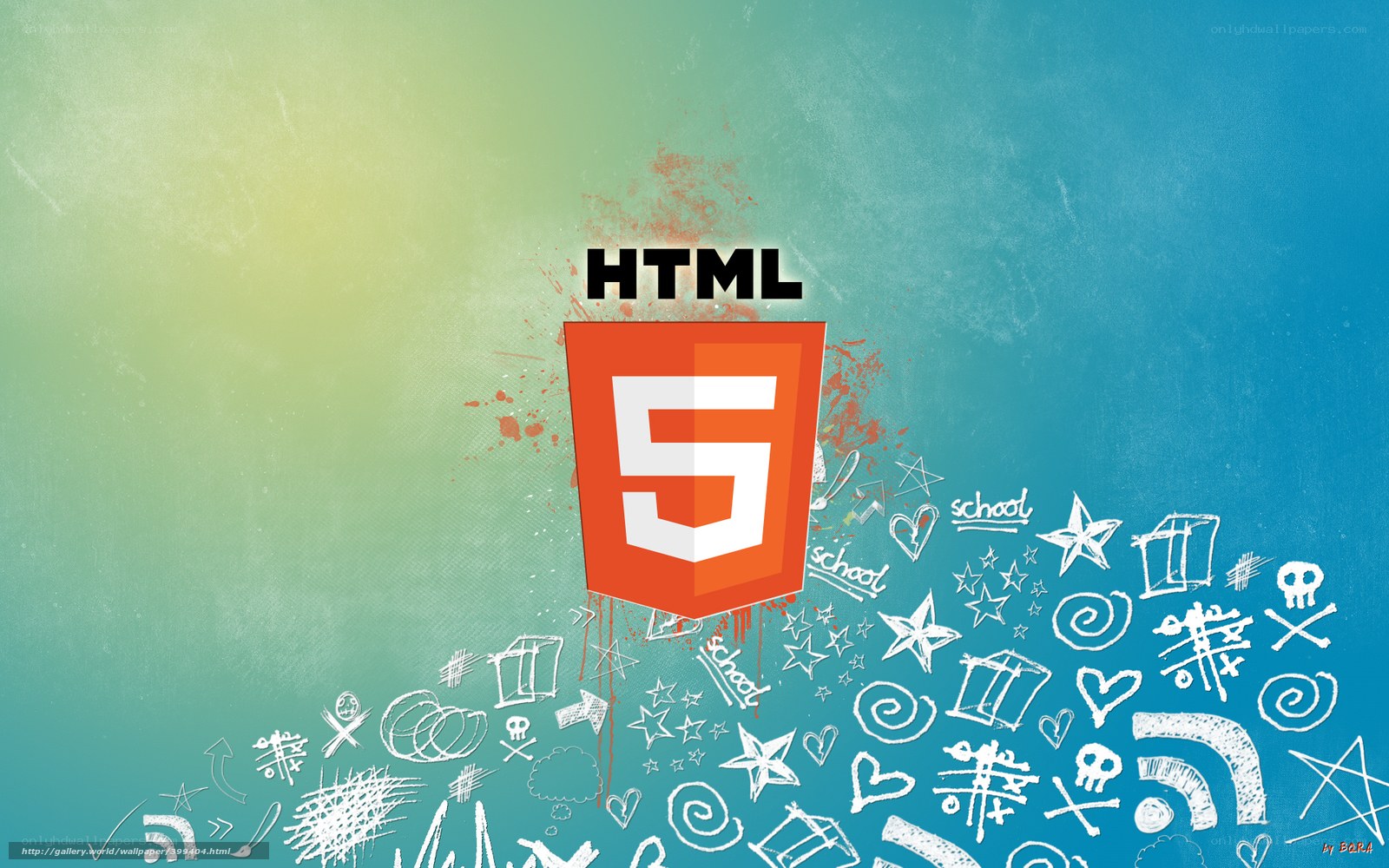 HTML5 logo with doodles