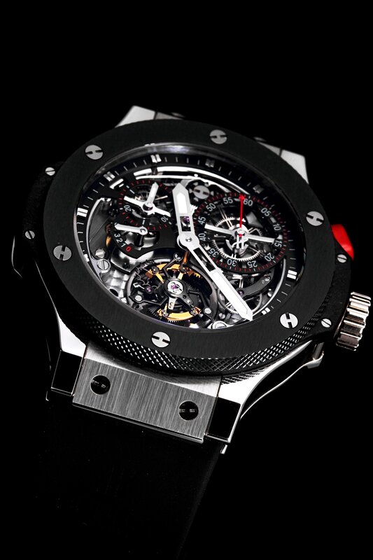 Hublot watch with skeleton dial