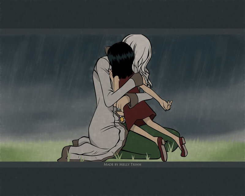 hug in the rain