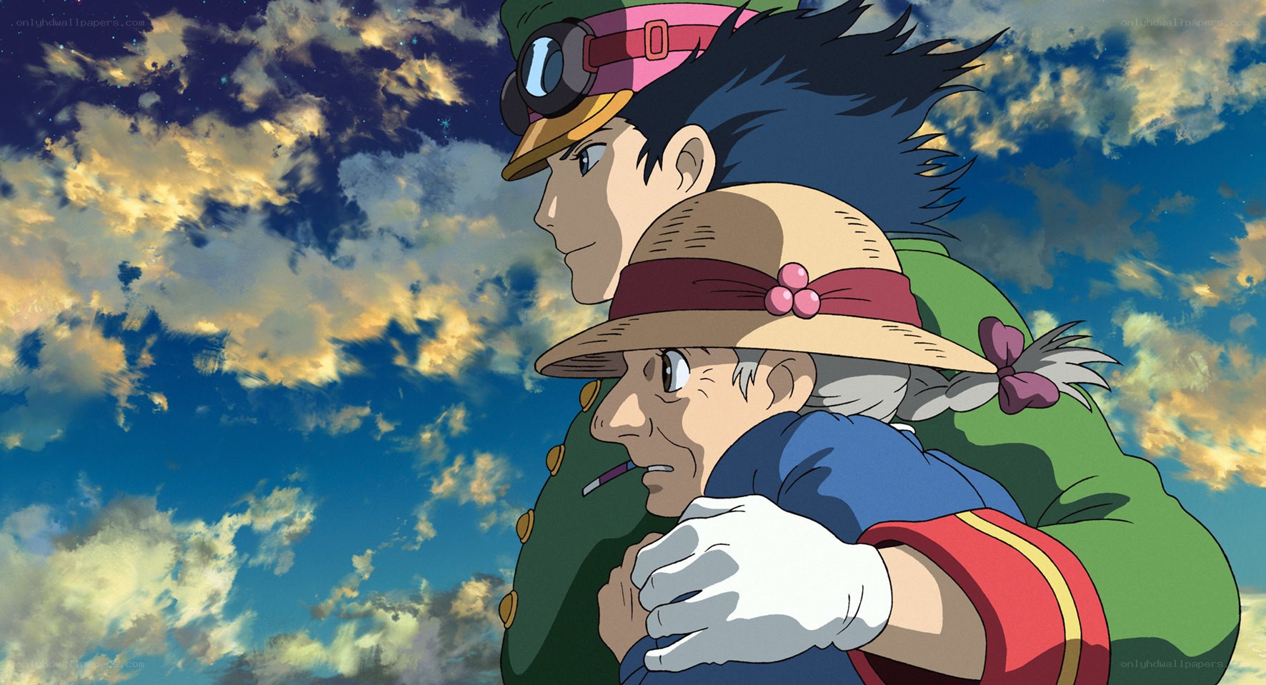 hug under a cloudy sky