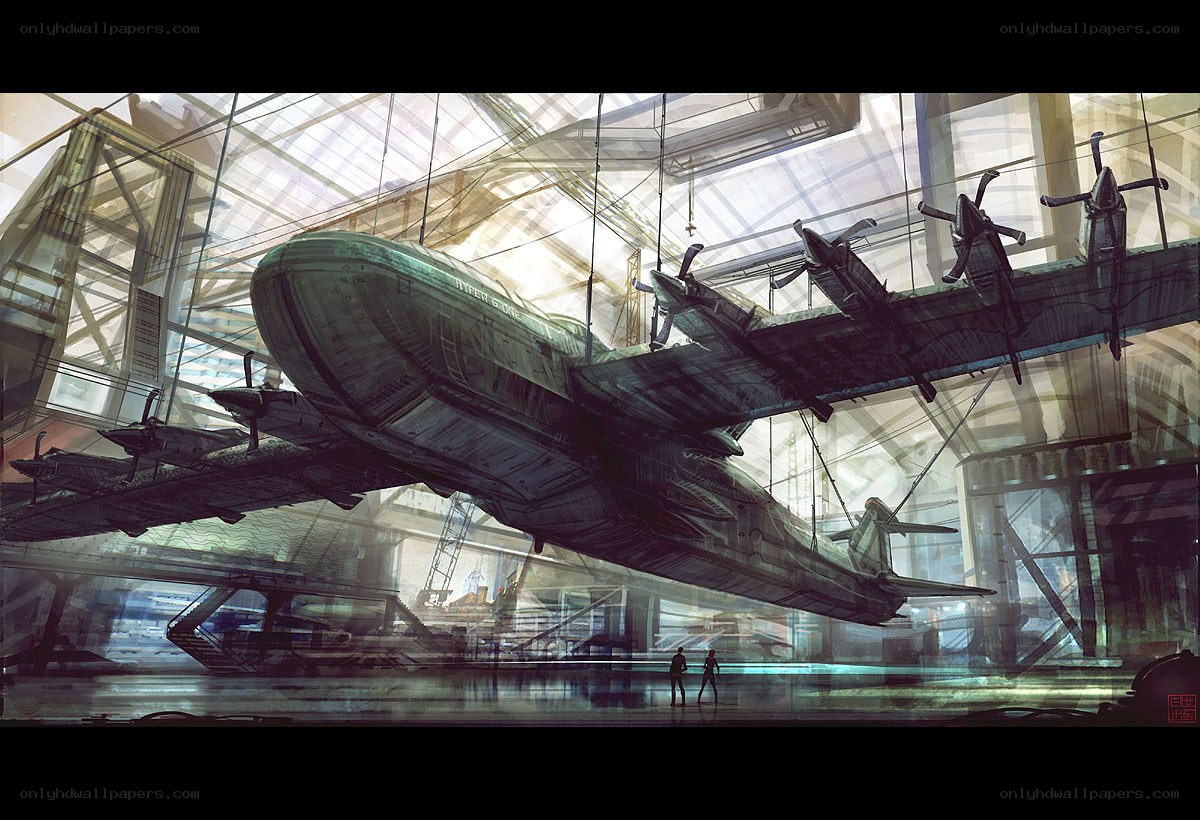 Huge aircraft in hangar