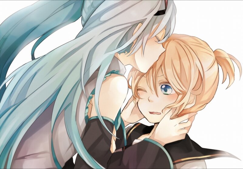 Hugging anime characters