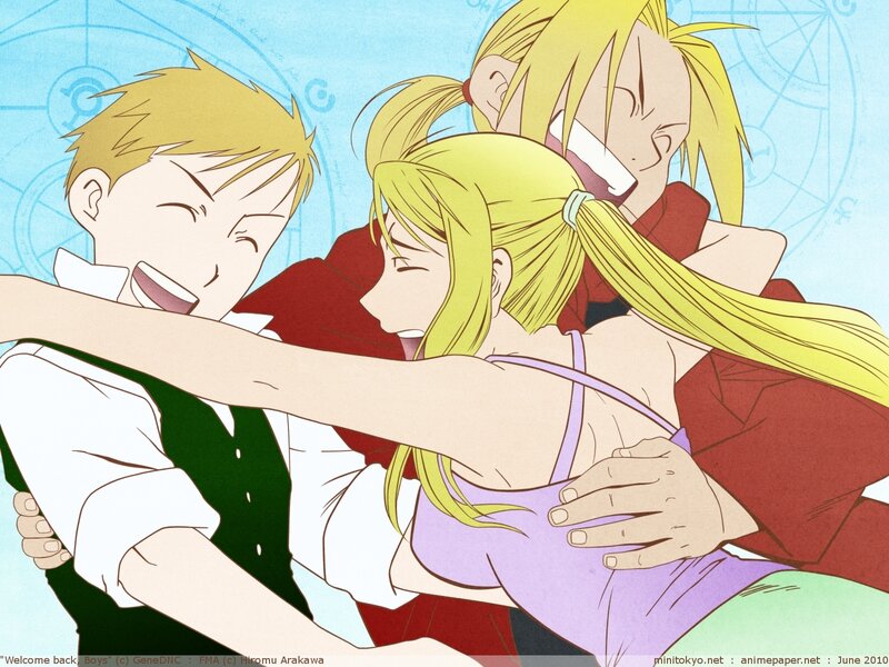hugging anime characters
