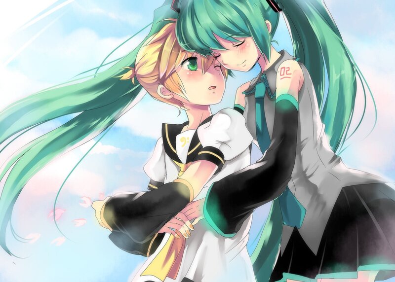 hugging anime characters