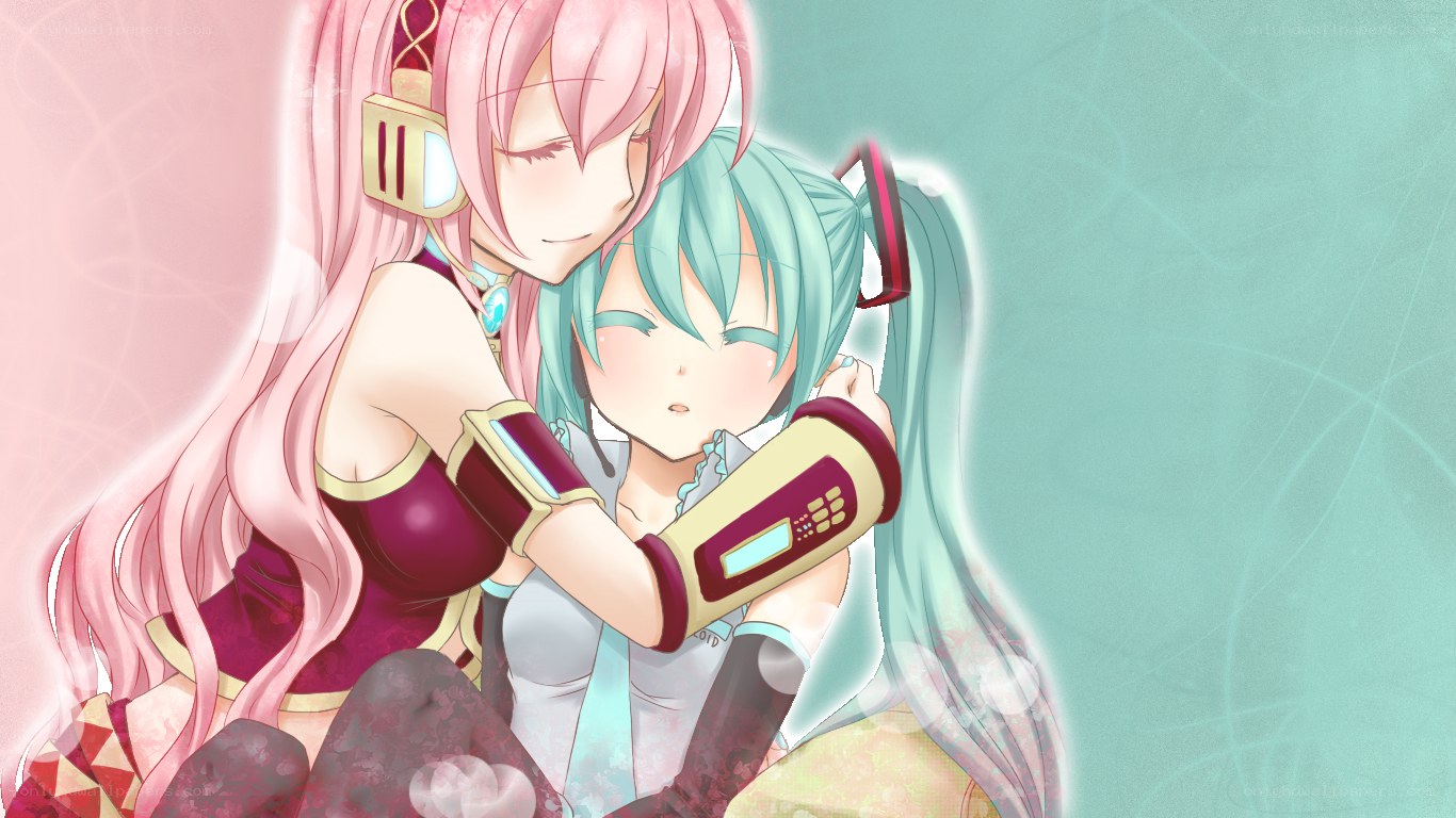 hugging anime characters
