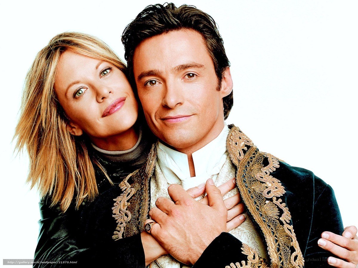Hugh Jackman and a woman in costume