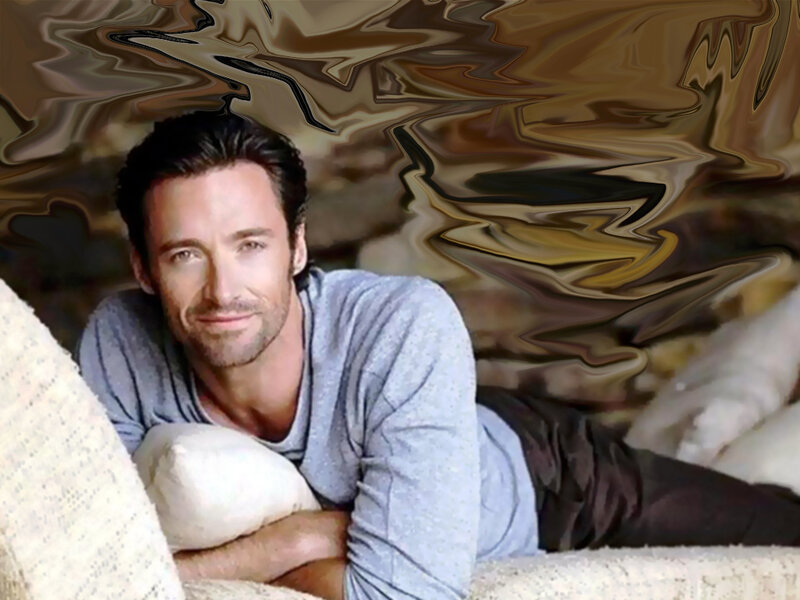 Hugh Jackman on a couch