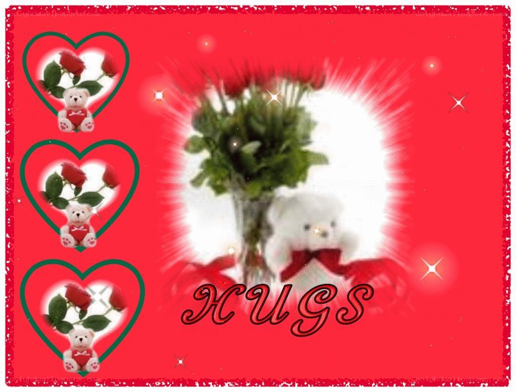 Hugs and roses greeting