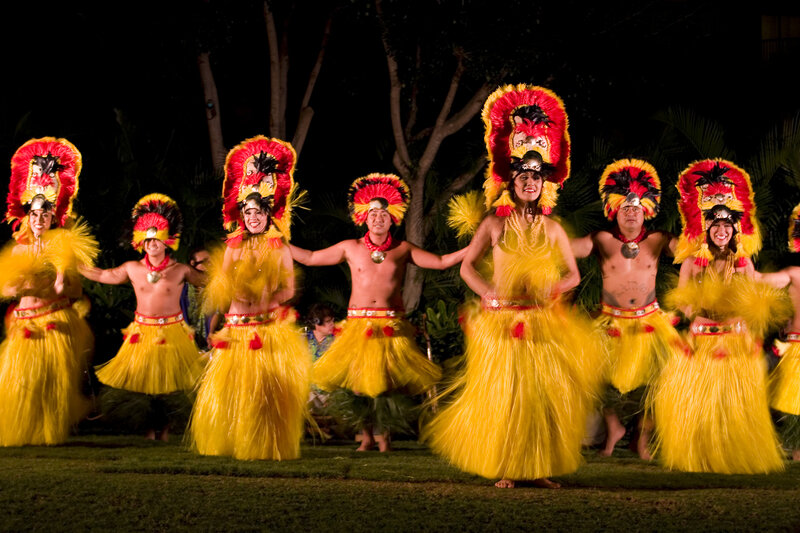 Hula dancers at night performance