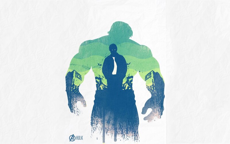Hulk and Bruce Banner Silhouette — Green
