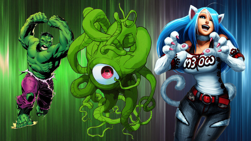 Hulk and Cat Girl