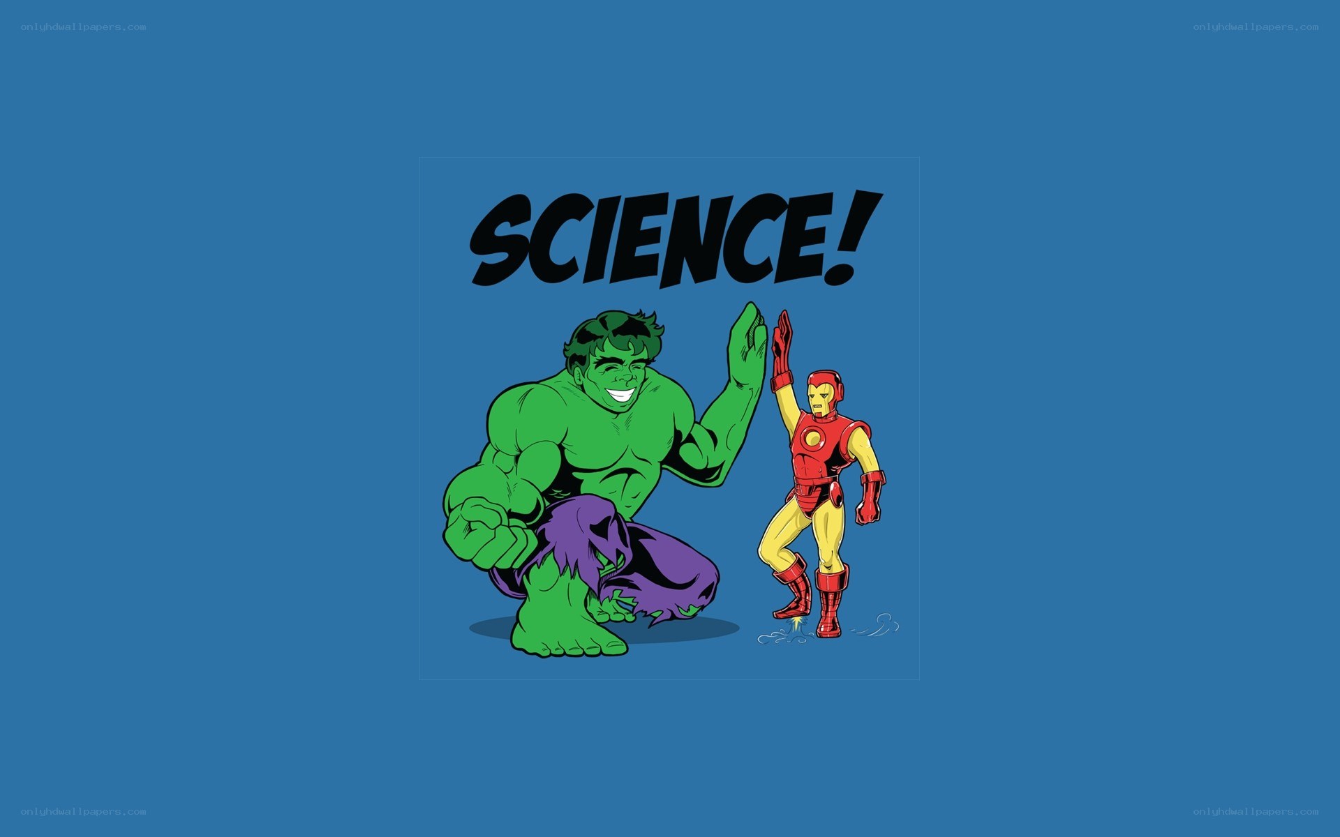Hulk and Iron Man high-five
