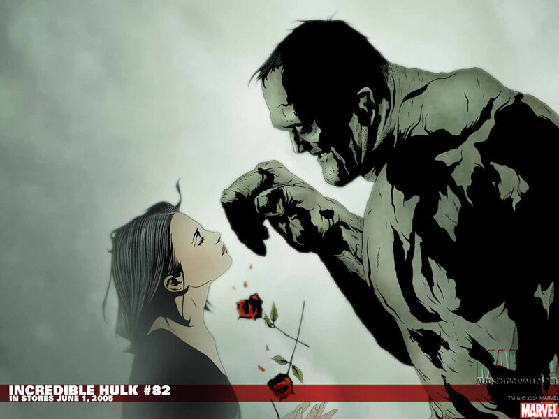 Hulk and woman with roses