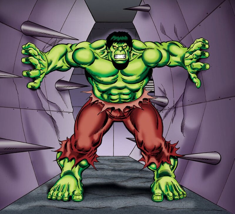 Hulk Breaking Through Wall — Green, Aggressive