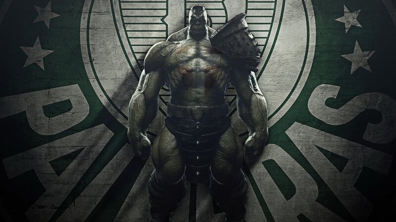 Hulk character in front of logo