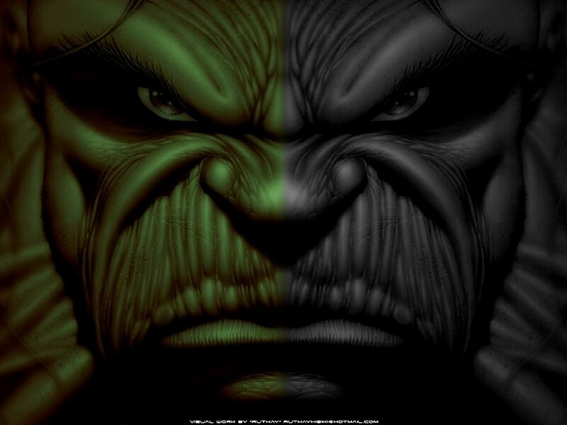 Hulk face split image