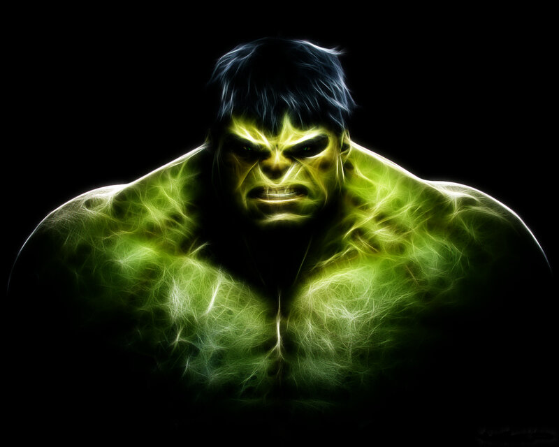 Hulk glowing green
