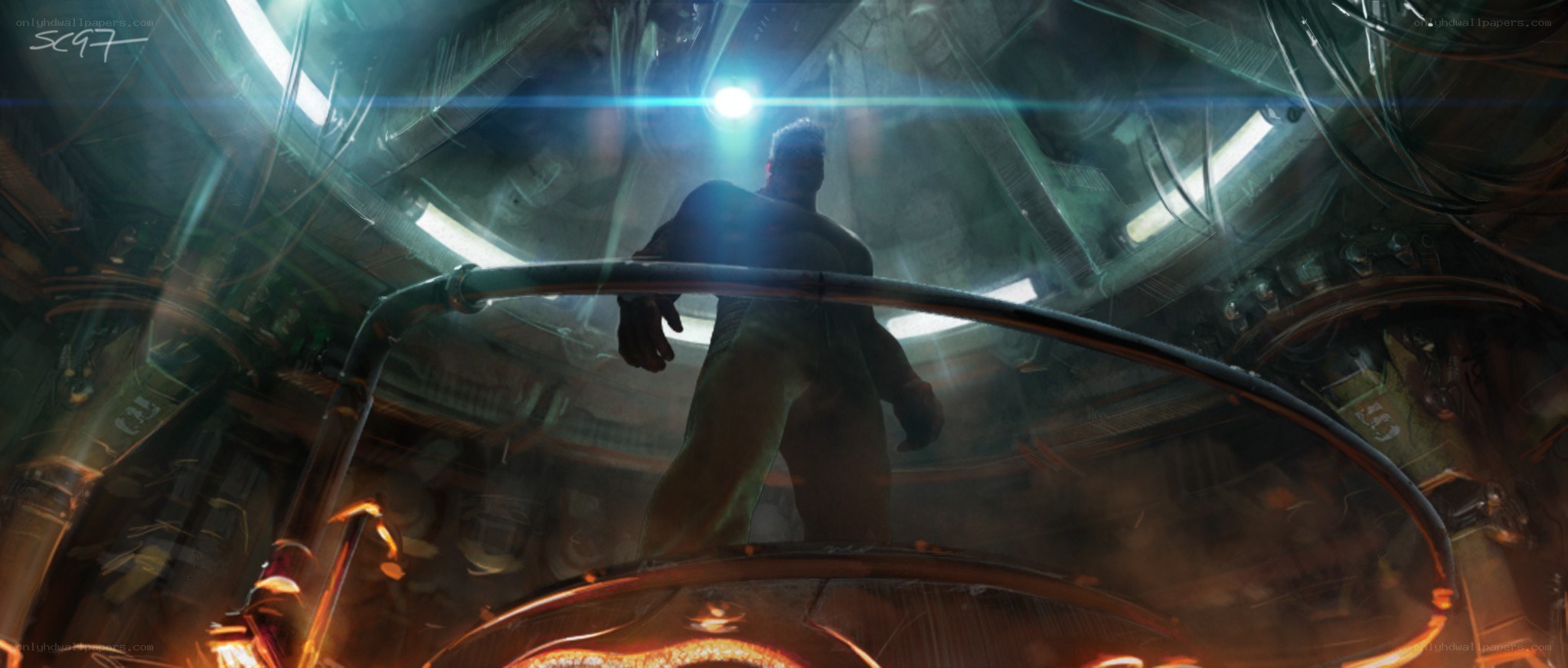Hulk in a high-tech chamber