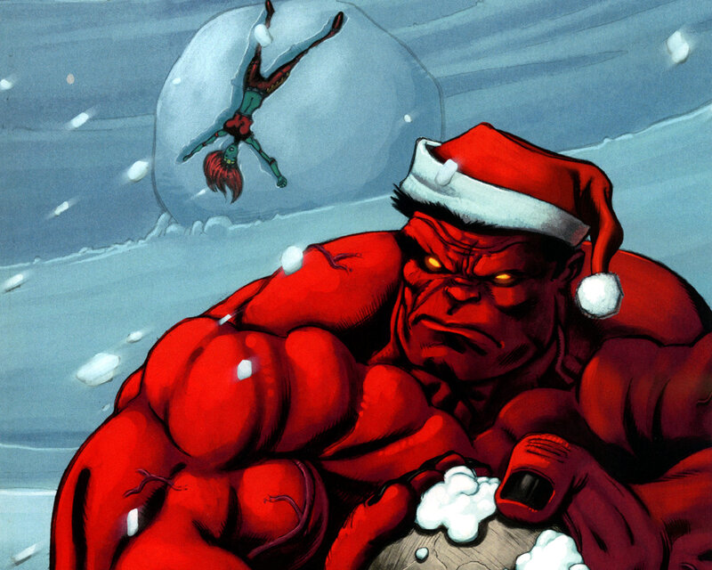 Hulk in Santa hat