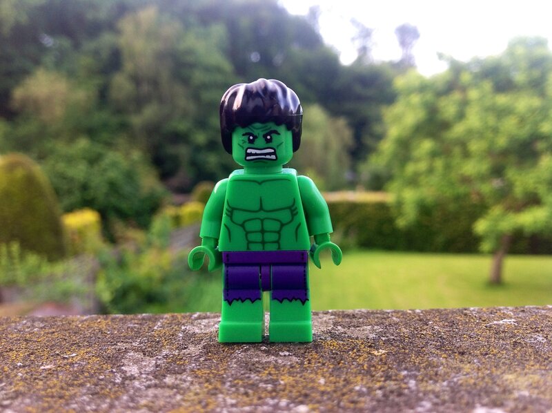Hulk Lego figure outdoors