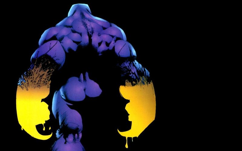 Hulk silhouette with yellow energy